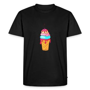 Crème glacée, crème glacée, crème glacée, crème glacée, boule, crème glacée, sundae - T-shirt Premium bio Homme - noir - Devant - Nico (187cm)