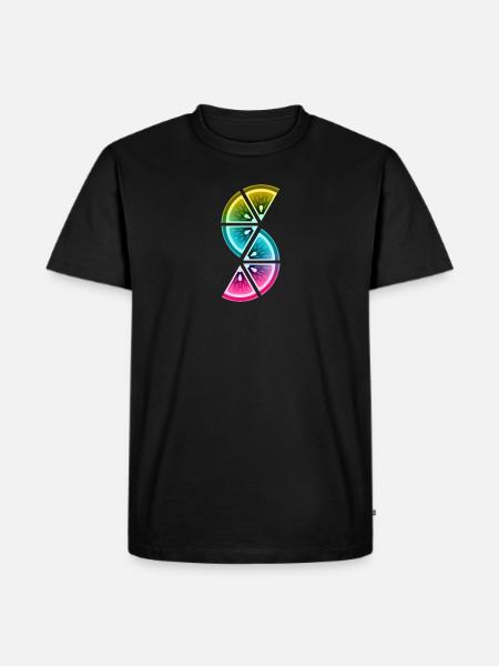 farbige Zitronenschnitze - Männer Premium Bio T-Shirt - Schwarz