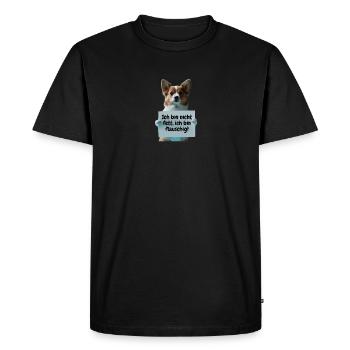 Chien mignon avec signe - T-shirt Premium bio Homme - noir - Devant - Nico (187cm)