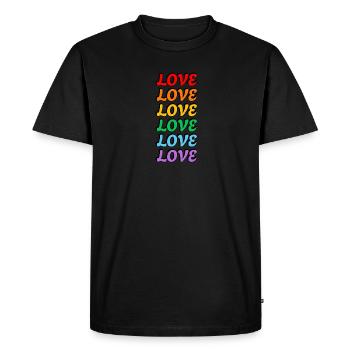 Amour 6 couleurs arc-en-ciel gay pride - T-shirt Premium bio Homme - noir - Devant - Nico (187cm)