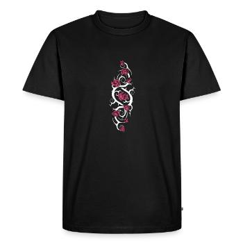 rosier tribal 1 blanc roses roses - T-shirt Premium bio Homme - noir - Devant - Nico (187cm)