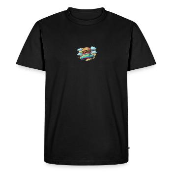Burger Bus vole à travers les nuages - T-shirt Premium bio Homme - noir - Devant - Nico (187cm)
