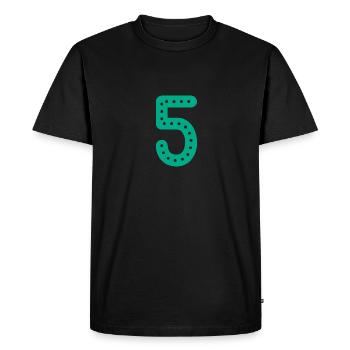 5 ANS. 5e ANNIVERSAIRE. ANNIVERSAIRE 5 ANS. 5 - T-shirt Premium bio Homme - noir - Devant - Nico (187cm)