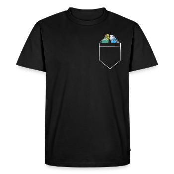 Conception de poche de poitrine de perruche avec perruches - T-shirt Premium bio Homme - noir - Devant - Nico (187cm)