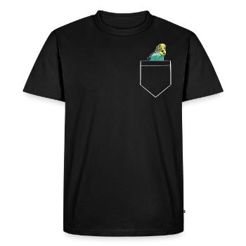 Conception de poche poitrine Budgie avec perruche - T-shirt Premium bio Homme - noir - Devant - Nico (187cm)