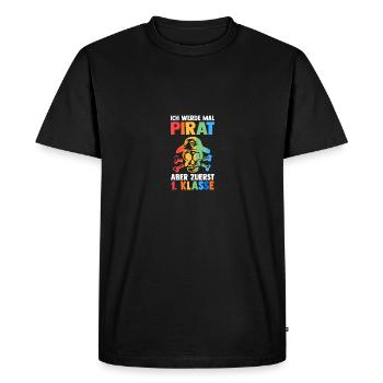 Pirate First Grade School Enrollment School Child - Men's Premium Organic T-Shirt - black - Front - Nico (187cm)