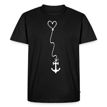 Ancre avec coeur sur corde - vent force tempête d’est - T-shirt Premium bio Homme - noir - Devant - Nico (187cm)