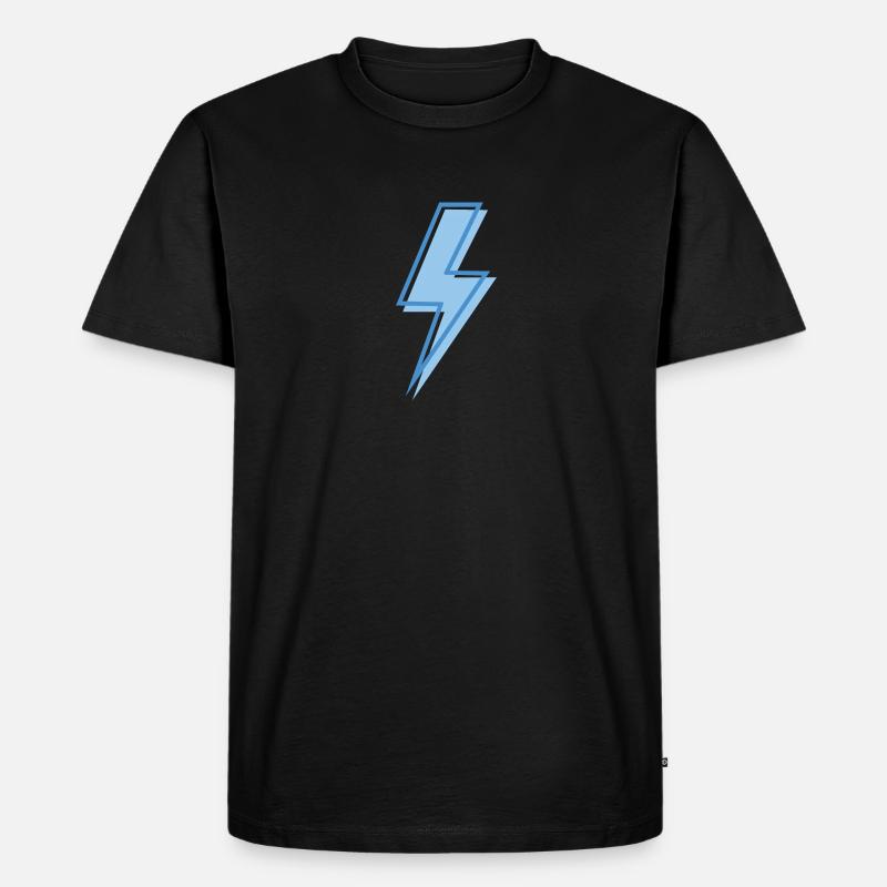 Blauer Blitz - Männer Premium Bio T-Shirt - Schwarz