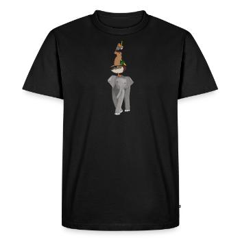 Éléphant Canard Lapin Robin Drôle d’animaux - T-shirt Premium bio Homme - noir - Devant - Nico (187cm)