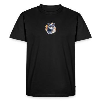 Cat Head British Shorthair - Men's Premium Organic T-Shirt - black - Front - Nico (187cm)