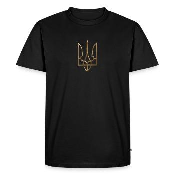 Armoiries de l’Ukraine Gerfalcon Trident Trident Goldlook2 - T-shirt Premium bio Homme - noir - Devant - Nico (187cm)
