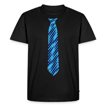 Tie - Pattern - Oblique - Blue - Fake Tie - Men's Premium Organic T-Shirt - black - Front - Nico (187cm)