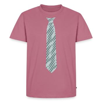Tie - Pattern - Oblique - Grey - Fake Tie - Men's Premium Organic T-Shirt - mauve - Front - Nico (187cm)