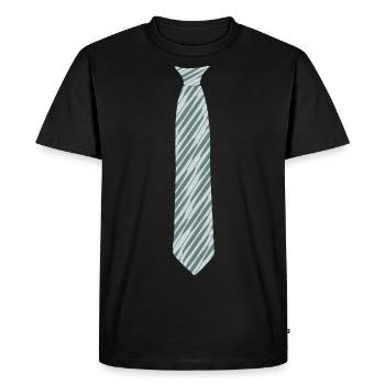 Tie - Pattern - Oblique - Grey - Fake Tie - Men's Premium Organic T-Shirt - black - Front - Nico (187cm)