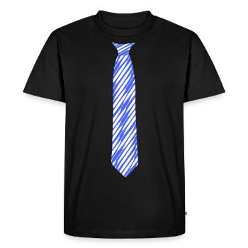 Tie Fake - Oblique Pattern Blue White - Formal - Men's Premium Organic T-Shirt - black - Front - Nico (187cm)