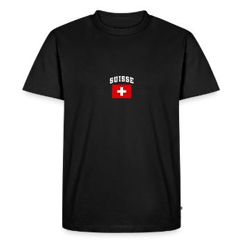 Suisse Swiss Flag Fanshirt Suisse Cadeau - T-shirt Premium bio Homme - noir - Devant - Nico (187cm)