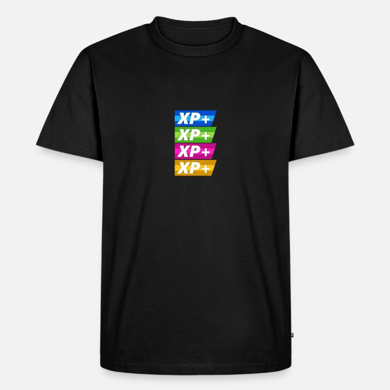 XP+ Boosts - Gamer Experience Points - Männer Premium Bio T-Shirt - Schwarz