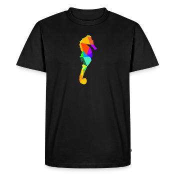 Seepferdchen Meerestier Regenbogen Tiere Polygon - Männer Premium Bio T-Shirt - Schwarz - Vorne - Nico (187cm)