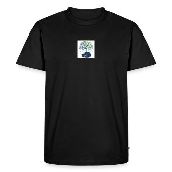 Chat dormeur sous arbre swirl - T-shirt Premium bio Homme - noir - Devant - Nico (187cm)