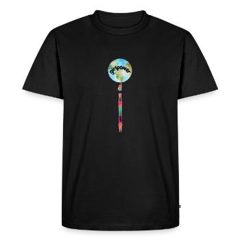 Girlpower, girls holding up globe - Men's Premium Organic T-Shirt - black - Front - Nico (187cm)