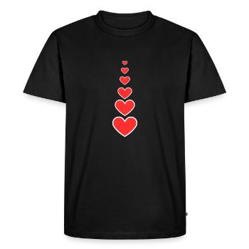 Coeurs rouge - T-shirt Premium bio Homme - noir - Devant - Nico (187cm)