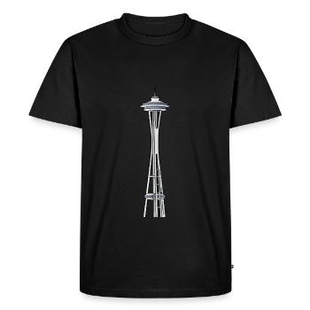 „Space Needle" à Seattle - T-shirt Premium bio Homme - noir - Devant - Nico (187cm)