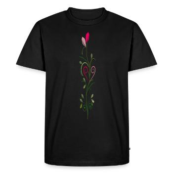 Flower ornament, rose - Men's Premium Organic T-Shirt - black - Front - Nico (187cm)