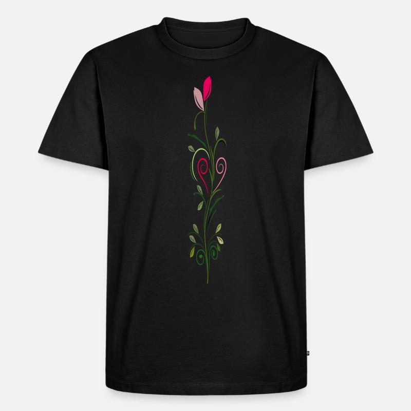 Blütenornament, Rose - Männer Premium Bio T-Shirt - Schwarz