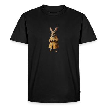 Lapin en imperméable au style rétro - T-shirt Premium bio Homme - noir - Devant - Nico (187cm)