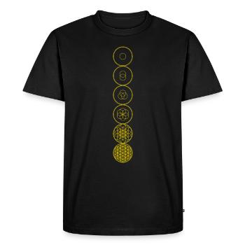 Fleur de Vie Evolution Géométrie Sacrée Jaune - T-shirt Premium bio Homme - noir - Devant - Nico (187cm)