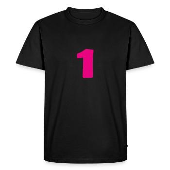 1. 1 AN. 1er ANNIVERSAIRE. ANNIVERSAIRE 1 AN - T-shirt Premium bio Homme - noir - Devant - Nico (187cm)
