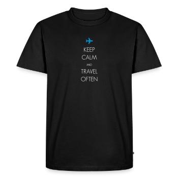 Gardez le calme et voyager souvent - T-shirt Premium bio Homme - noir - Devant - Nico (187cm)