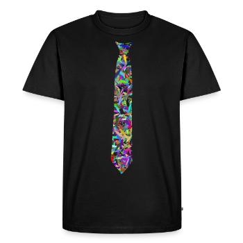 Cravate Multicolore Feuilles Fausse Cravate - T-shirt Premium bio Homme - noir - Devant - Nico (187cm)