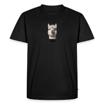 A funny llama says Gudee - Men's Premium Organic T-Shirt - black - Front - Nico (187cm)
