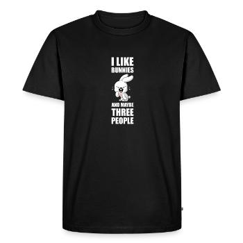 J’aime les lapins et peut-être 3 personnes introverties - T-shirt Premium bio Homme - noir - Devant - Nico (187cm)
