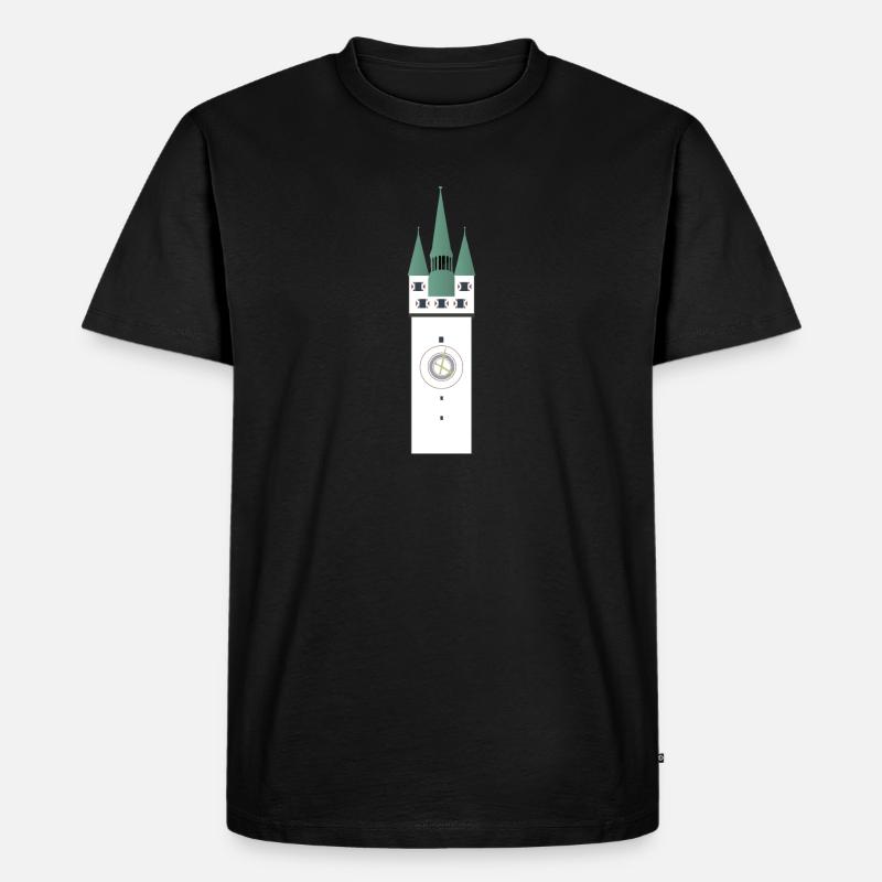 Straubinger Stadtturm - Männer Premium Bio T-Shirt - Schwarz