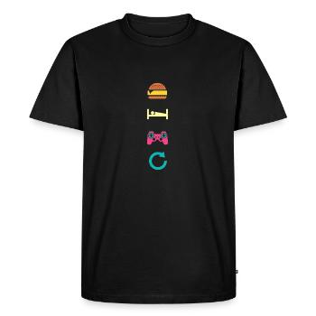 Répétition du jeu Eat Sleep - T-shirt Premium bio Homme - noir - Devant - Nico (187cm)