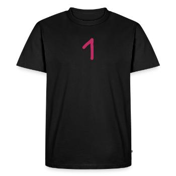 1 numéro un rose rouge anniversaire - T-shirt Premium bio Homme - noir - Devant - Nico (187cm)