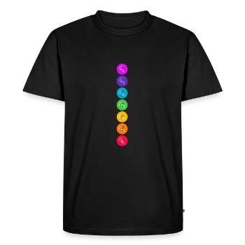 7 centres d'énergie de symboles de chakra - T-shirt Premium bio Homme - noir - Devant - Nico (187cm)