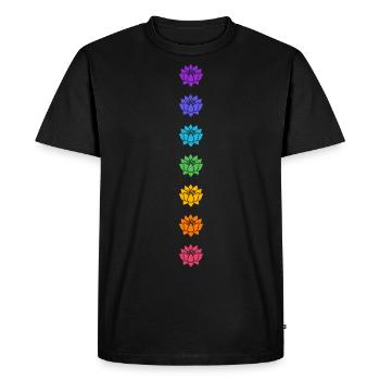 Lotus Chakras, Cosmic Energy Centers, Evolution - Men's Premium Organic T-Shirt - black - Front - Nico (187cm)