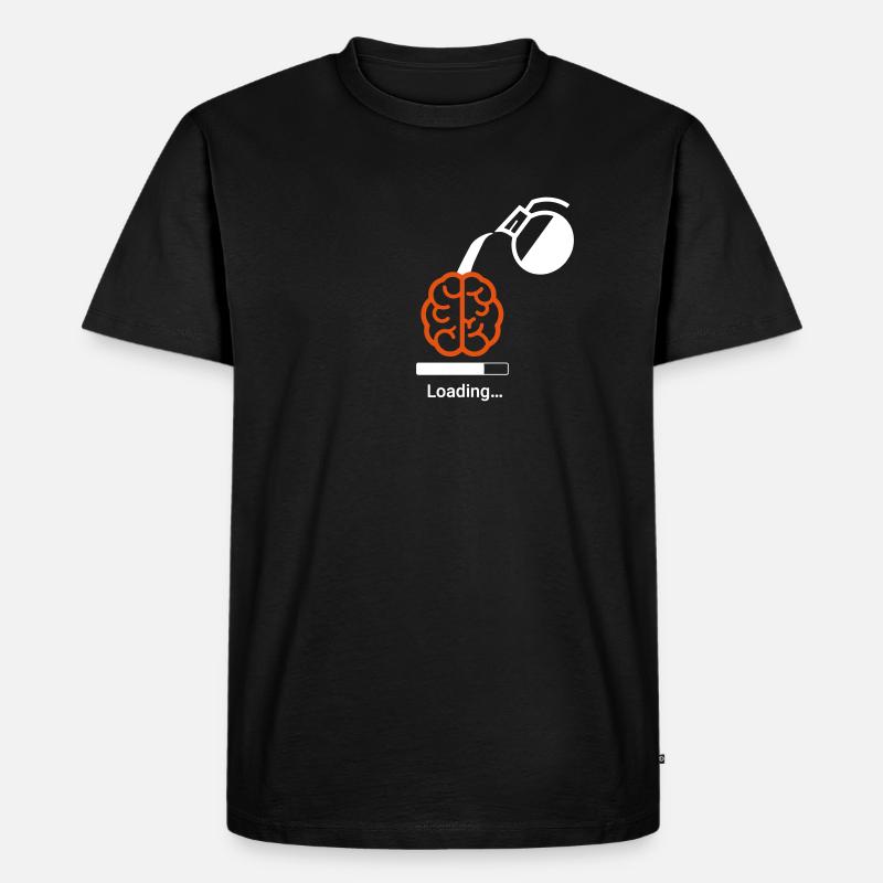 Coffee loading to Brain - Männer Premium Bio T-Shirt - Schwarz