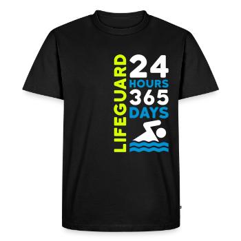 24 hours 365 days lifeguard (swimmers, waves) - Men's Premium Organic T-Shirt - black - Front - Nico (187cm)
