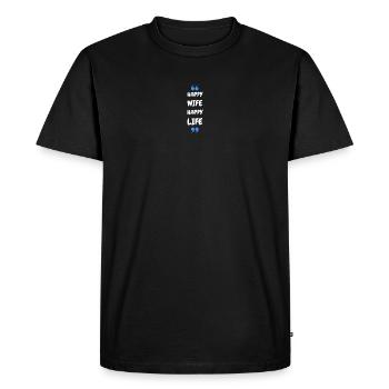 Femme Heureuse Vie Heureuse - T-shirt Premium bio Homme - noir - Devant - Nico (187cm)
