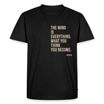 Ce que vous pensez devenir - Bouddha - T-shirt Premium bio Homme - noir - Devant - Nico (187cm)