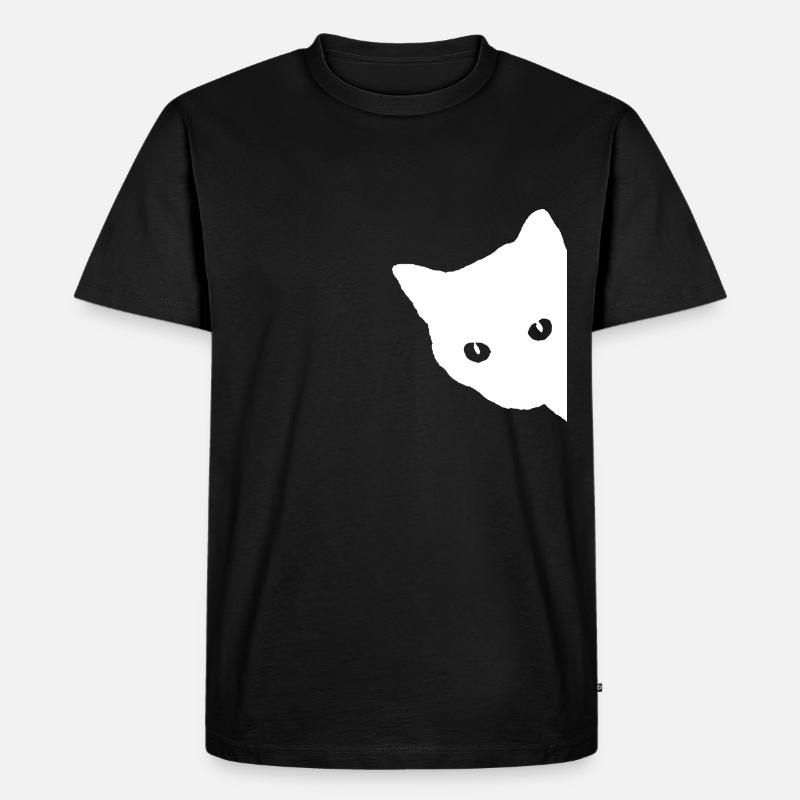 Katze Gesicht Weiß - Männer Premium Bio T-Shirt - Schwarz