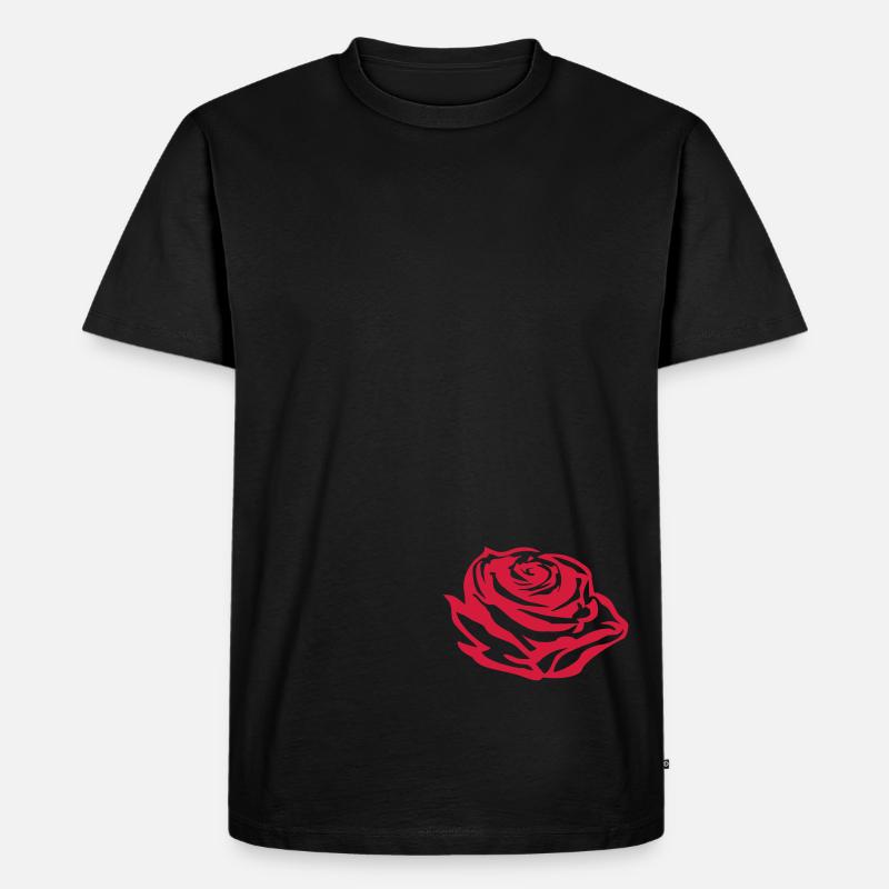 Rose - Männer Premium Bio T-Shirt - Schwarz