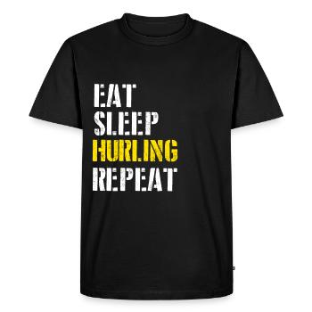 Eat. Sleep. Hurling. Repeat. - Men's Premium Organic T-Shirt - black - Front - Nico (187cm)
