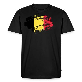 Belgium Flag T-Shirt - T-shirt Premium bio Homme - noir - Devant - Nico (187cm)
