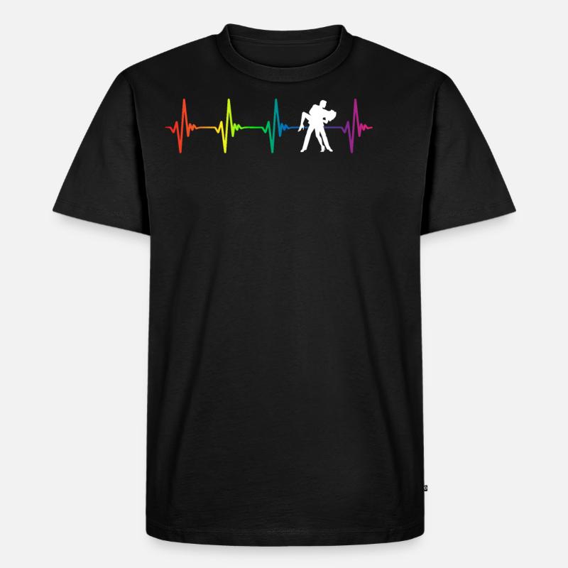 Tango Rainbow Heartbeat - Männer Premium Bio T-Shirt - Schwarz