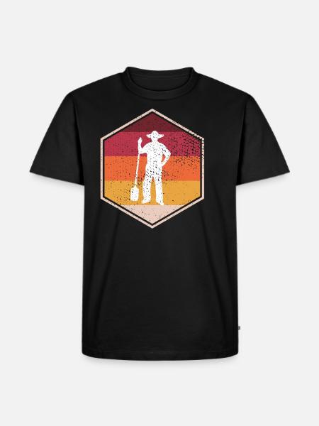 Retro Farmer Hexagon Design - Männer Premium Bio T-Shirt - Schwarz